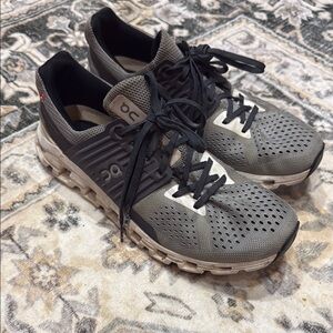 On Running Gray and Black Athletic Shoes with Breathable Mesh